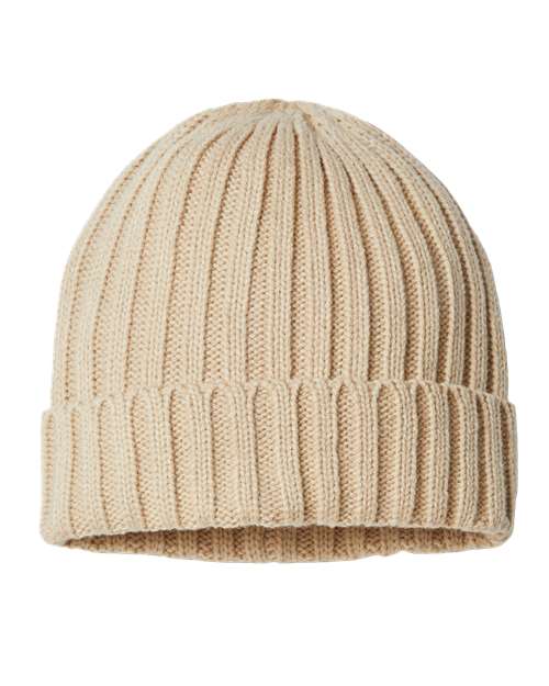 Atlantis Headwear - Sustainable Cable Knit Cuffed Beanie - Cream