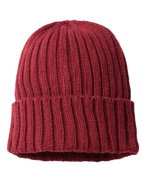 Atlantis Headwear - Sustainable Cable Knit Cuffed Beanie - Red