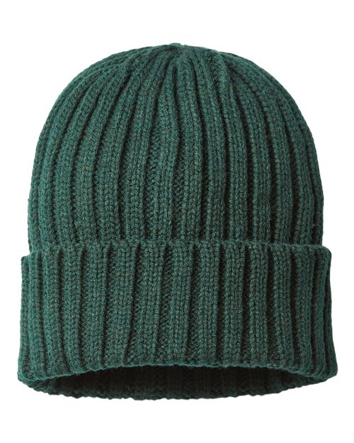Atlantis Headwear - Sustainable Cable Knit Cuffed Beanie - Green