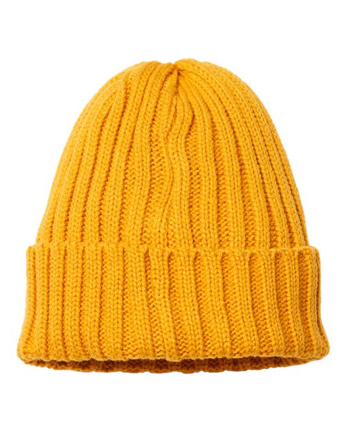 Atlantis Headwear - Sustainable Cable Knit Cuffed Beanie - Yellow