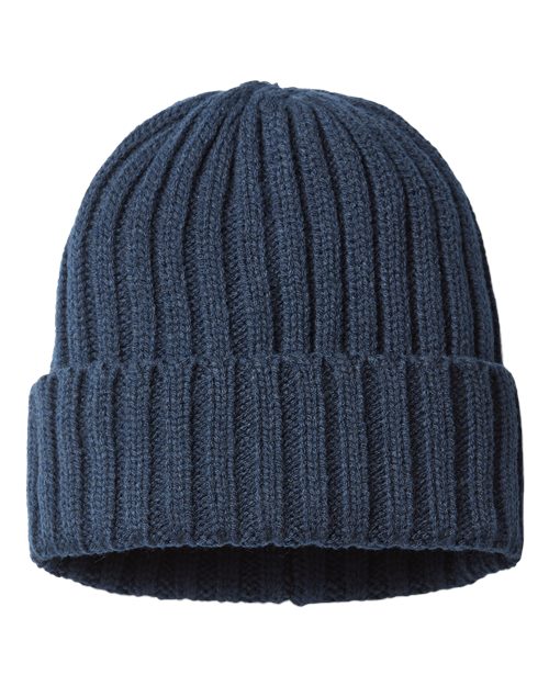 Atlantis Headwear - Sustainable Cable Knit Cuffed Beanie - Navy
