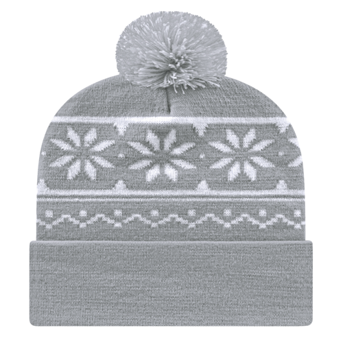 RKF12 - Snowflake Knit Cap with Cuff