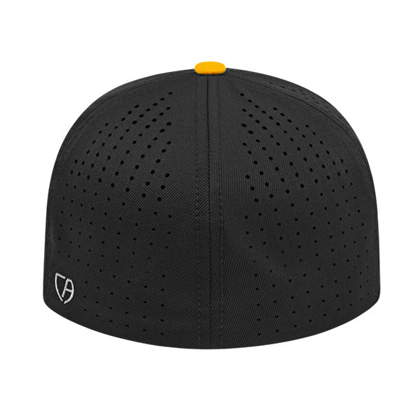 Flexfit® Perforated Performance Cap - Black/Yellow - Rear. #variantid_47123457278250,47126561030442,47126561063210