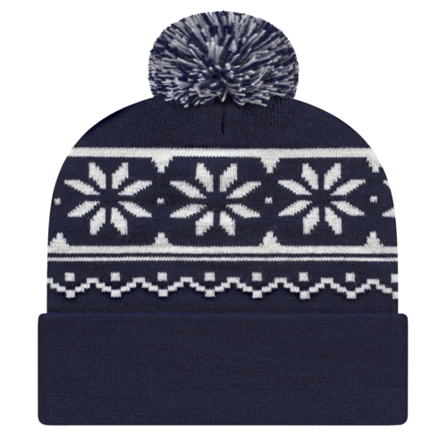 RKF12 - Snowflake Knit Cap with Cuff