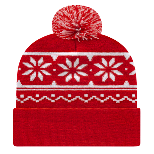 RKF12 - Snowflake Knit Cap with Cuff