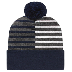 RKH12 - Cap America - Half Color Knit Cap with Cuff