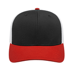 Flexfit 110® Premium Trucker Mesh Back Cap - Black/Red - Front.  #variantid_47123461505322