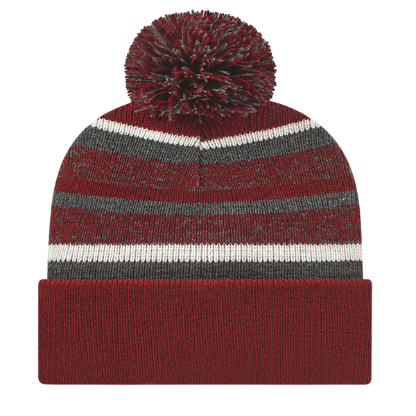 Fleece Lined Knit Cap with Cuff - Crimson Red