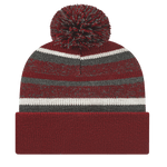 Fleece Lined Knit Cap with Cuff - Crimson Red