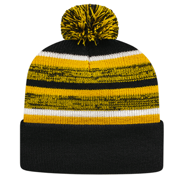 Fleece Lined Knit Cap with Cuff - Yellow