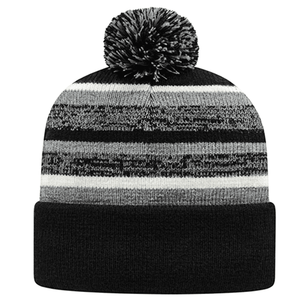 Fleece Lined Knit Cap with Cuff - Black