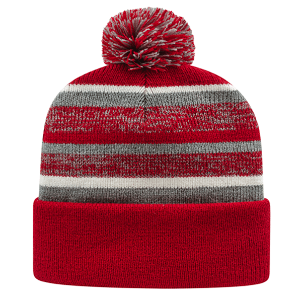 Fleece Lined Knit Cap with Cuff - Bright Red