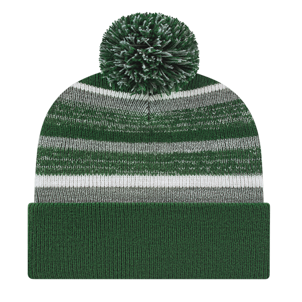 Fleece Lined Knit Cap with Cuff - Green