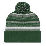 Fleece Lined Knit Cap with Cuff - Green