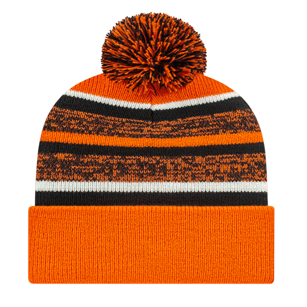 Fleece Lined Knit Cap with Cuff - Orange