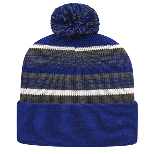 Fleece Lined Knit Cap with Cuff - Blue