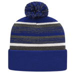 Fleece Lined Knit Cap with Cuff - Blue