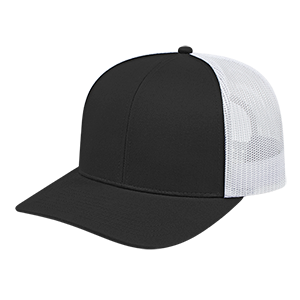 Poly/Cotton Trucker Mesh Back Cap - Black/White  #variantid_47123454099754
